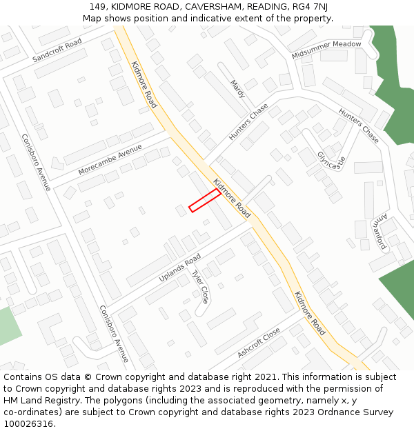 149, KIDMORE ROAD, CAVERSHAM, READING, RG4 7NJ: Location map and indicative extent of plot