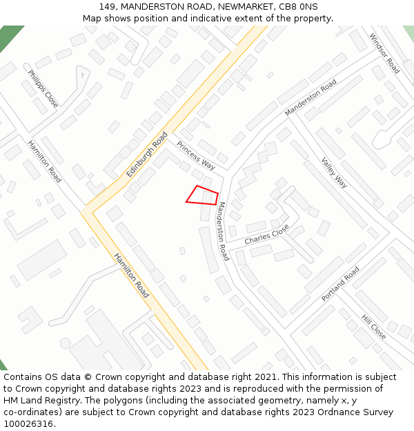 149, MANDERSTON ROAD, NEWMARKET, CB8 0NS: Location map and indicative extent of plot
