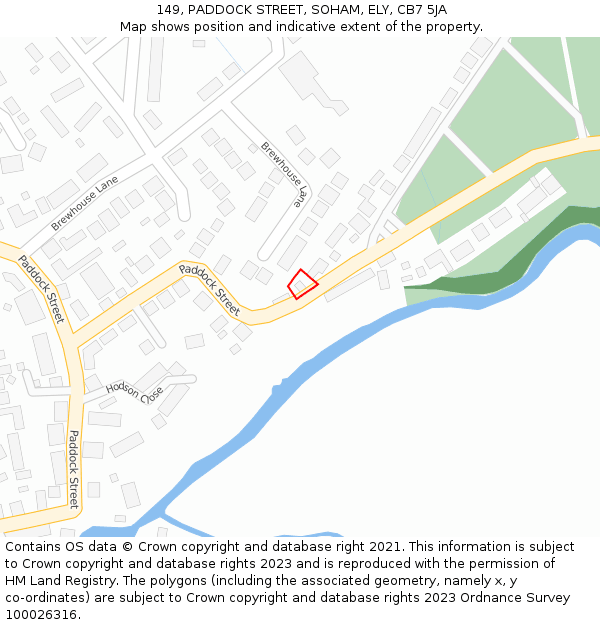 149, PADDOCK STREET, SOHAM, ELY, CB7 5JA: Location map and indicative extent of plot