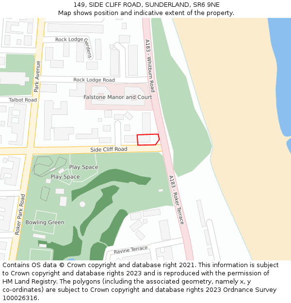 149, SIDE CLIFF ROAD, SUNDERLAND, SR6 9NE: Location map and indicative extent of plot