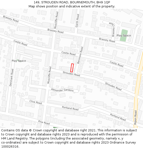 149, STROUDEN ROAD, BOURNEMOUTH, BH9 1QP: Location map and indicative extent of plot