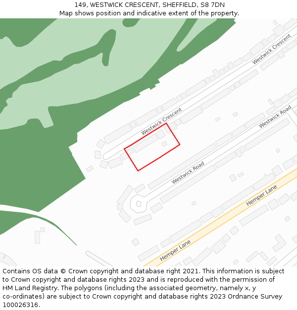 149, WESTWICK CRESCENT, SHEFFIELD, S8 7DN: Location map and indicative extent of plot