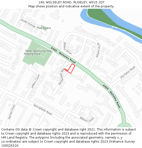 149, WOLSELEY ROAD, RUGELEY, WS15 2QT: Location map and indicative extent of plot