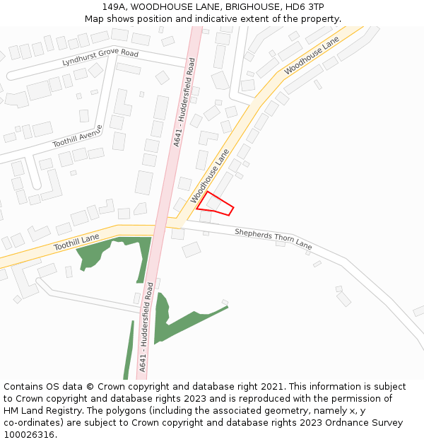 149A, WOODHOUSE LANE, BRIGHOUSE, HD6 3TP: Location map and indicative extent of plot