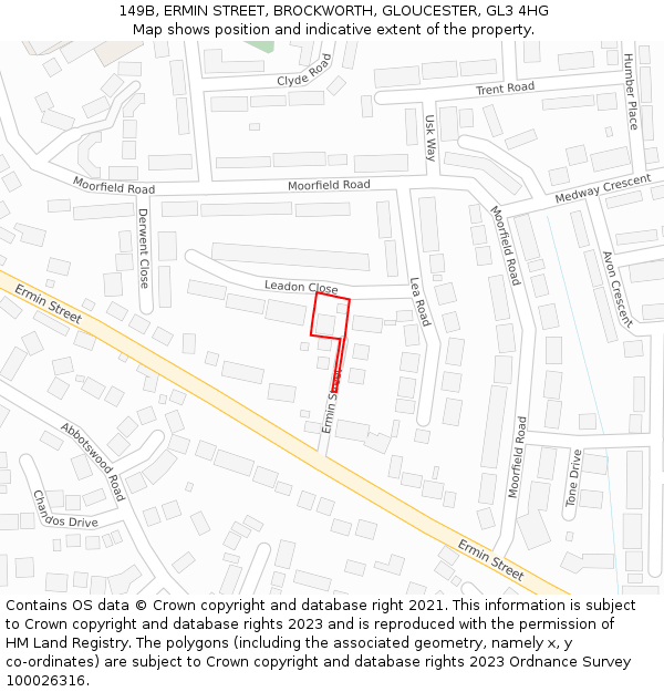 149B, ERMIN STREET, BROCKWORTH, GLOUCESTER, GL3 4HG: Location map and indicative extent of plot
