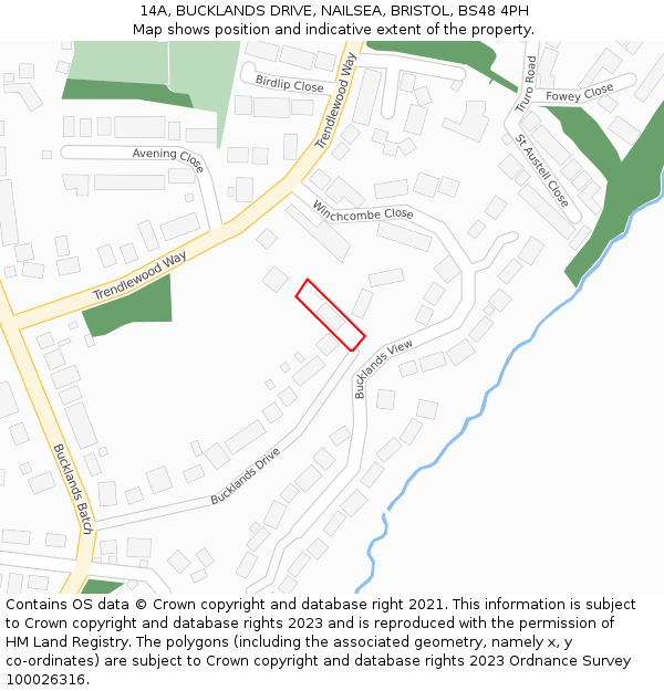 14A, BUCKLANDS DRIVE, NAILSEA, BRISTOL, BS48 4PH: Location map and indicative extent of plot