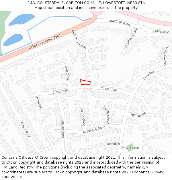 14A, COLSTERDALE, CARLTON COLVILLE, LOWESTOFT, NR33 8TN: Location map and indicative extent of plot
