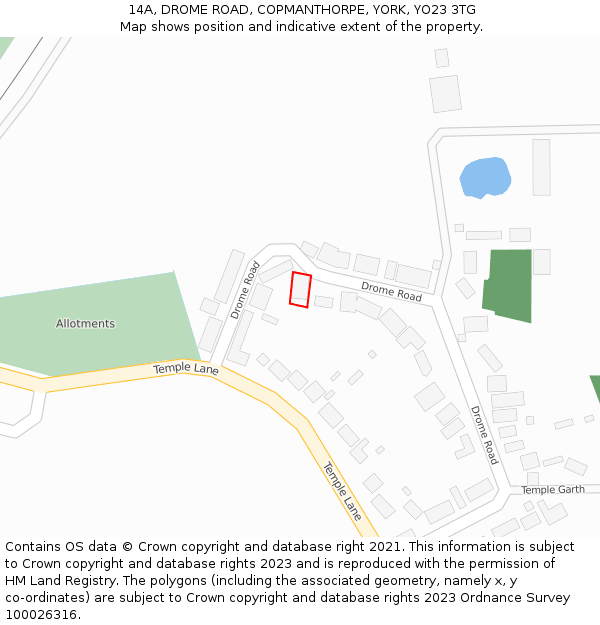 14A, DROME ROAD, COPMANTHORPE, YORK, YO23 3TG: Location map and indicative extent of plot