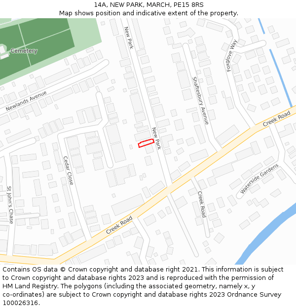 14A, NEW PARK, MARCH, PE15 8RS: Location map and indicative extent of plot