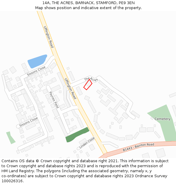 14A, THE ACRES, BARNACK, STAMFORD, PE9 3EN: Location map and indicative extent of plot