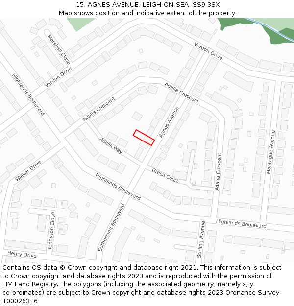 15, AGNES AVENUE, LEIGH-ON-SEA, SS9 3SX: Location map and indicative extent of plot
