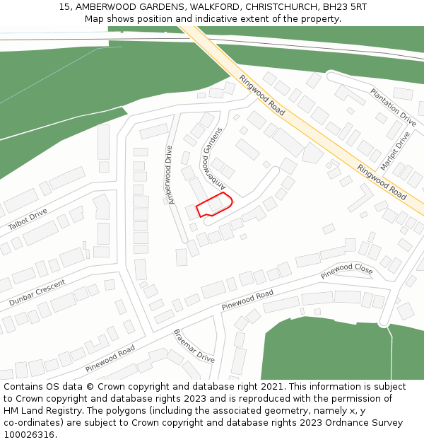 15, AMBERWOOD GARDENS, WALKFORD, CHRISTCHURCH, BH23 5RT: Location map and indicative extent of plot