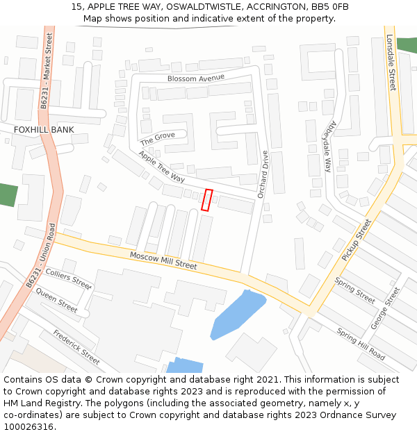 15, APPLE TREE WAY, OSWALDTWISTLE, ACCRINGTON, BB5 0FB: Location map and indicative extent of plot