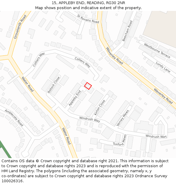 15, APPLEBY END, READING, RG30 2NR: Location map and indicative extent of plot