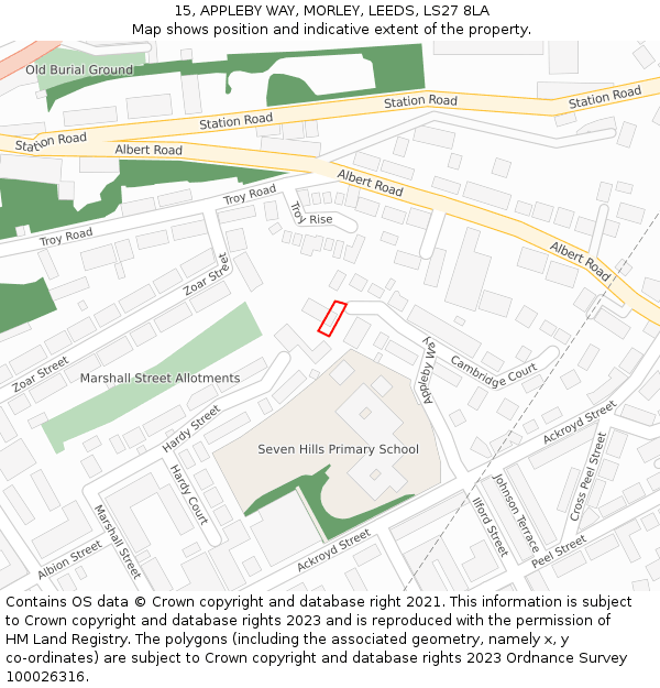 15, APPLEBY WAY, MORLEY, LEEDS, LS27 8LA: Location map and indicative extent of plot
