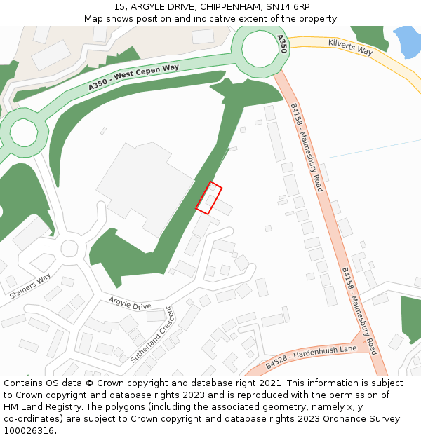 15, ARGYLE DRIVE, CHIPPENHAM, SN14 6RP: Location map and indicative extent of plot