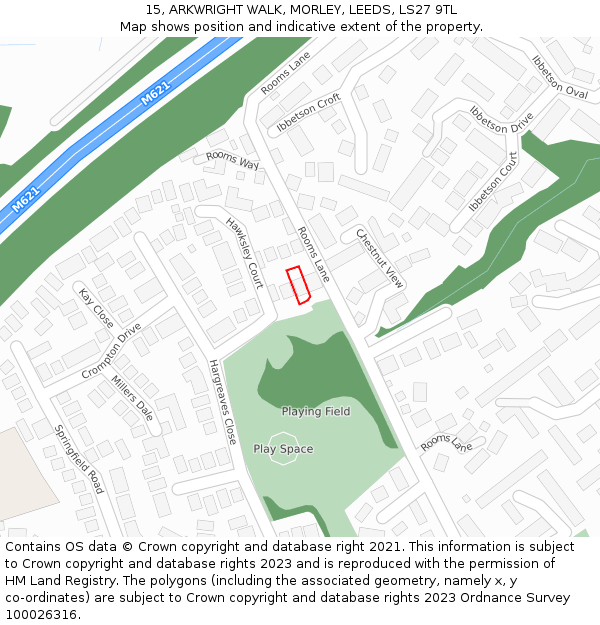 15, ARKWRIGHT WALK, MORLEY, LEEDS, LS27 9TL: Location map and indicative extent of plot