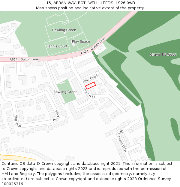 15, ARRAN WAY, ROTHWELL, LEEDS, LS26 0WB: Location map and indicative extent of plot
