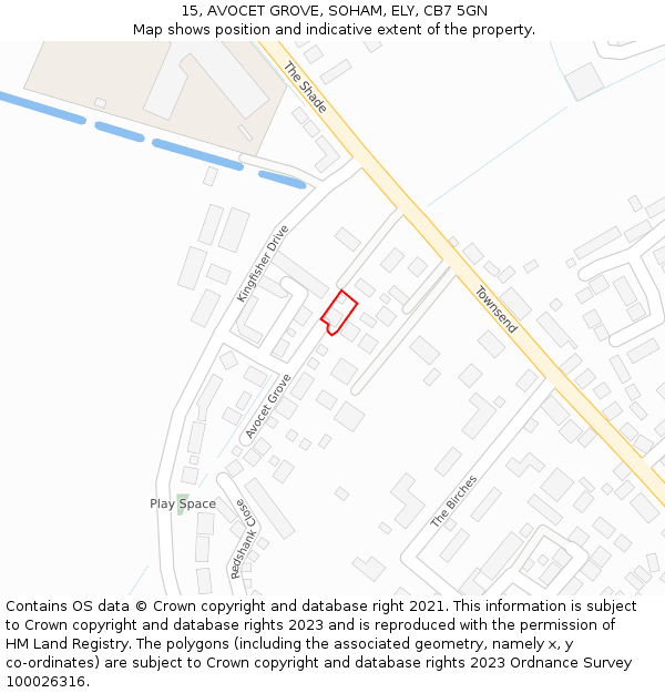15, AVOCET GROVE, SOHAM, ELY, CB7 5GN: Location map and indicative extent of plot