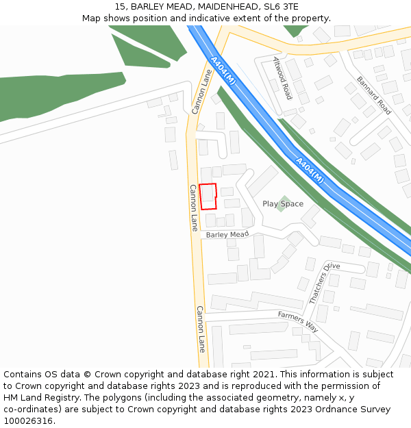 15, BARLEY MEAD, MAIDENHEAD, SL6 3TE: Location map and indicative extent of plot