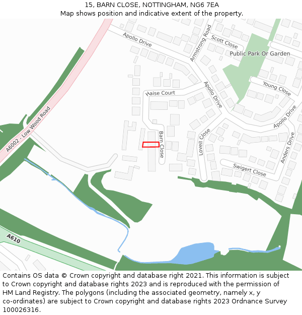 15, BARN CLOSE, NOTTINGHAM, NG6 7EA: Location map and indicative extent of plot