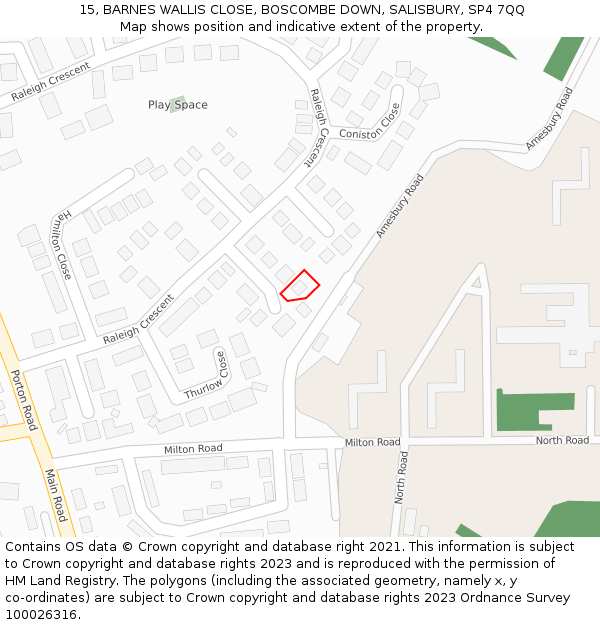 15, BARNES WALLIS CLOSE, BOSCOMBE DOWN, SALISBURY, SP4 7QQ: Location map and indicative extent of plot