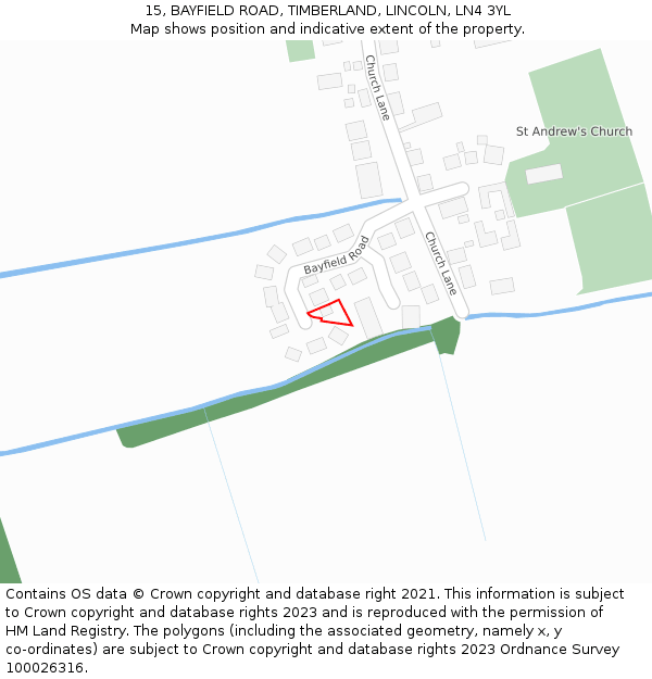 15, BAYFIELD ROAD, TIMBERLAND, LINCOLN, LN4 3YL: Location map and indicative extent of plot
