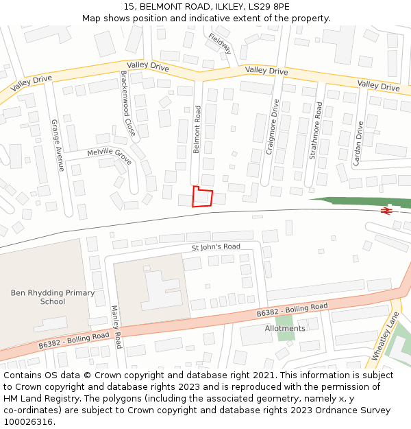 15, BELMONT ROAD, ILKLEY, LS29 8PE: Location map and indicative extent of plot