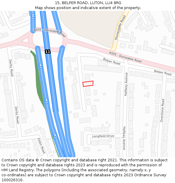 15, BELPER ROAD, LUTON, LU4 8RG: Location map and indicative extent of plot