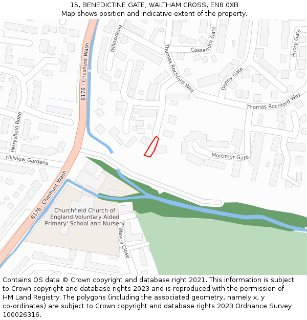 15, BENEDICTINE GATE, WALTHAM CROSS, EN8 0XB: Location map and indicative extent of plot