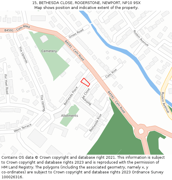 15, BETHESDA CLOSE, ROGERSTONE, NEWPORT, NP10 9SX: Location map and indicative extent of plot