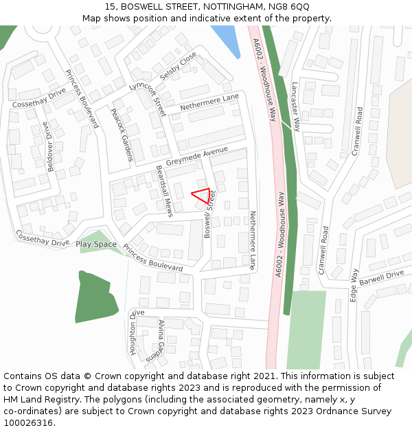15, BOSWELL STREET, NOTTINGHAM, NG8 6QQ: Location map and indicative extent of plot