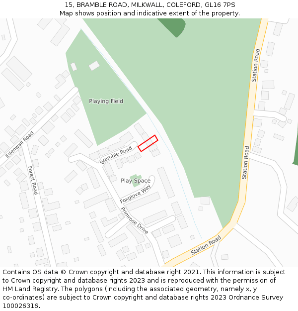 15, BRAMBLE ROAD, MILKWALL, COLEFORD, GL16 7PS: Location map and indicative extent of plot