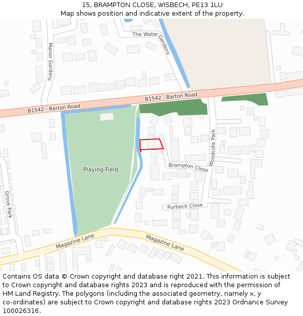 15, BRAMPTON CLOSE, WISBECH, PE13 1LU: Location map and indicative extent of plot