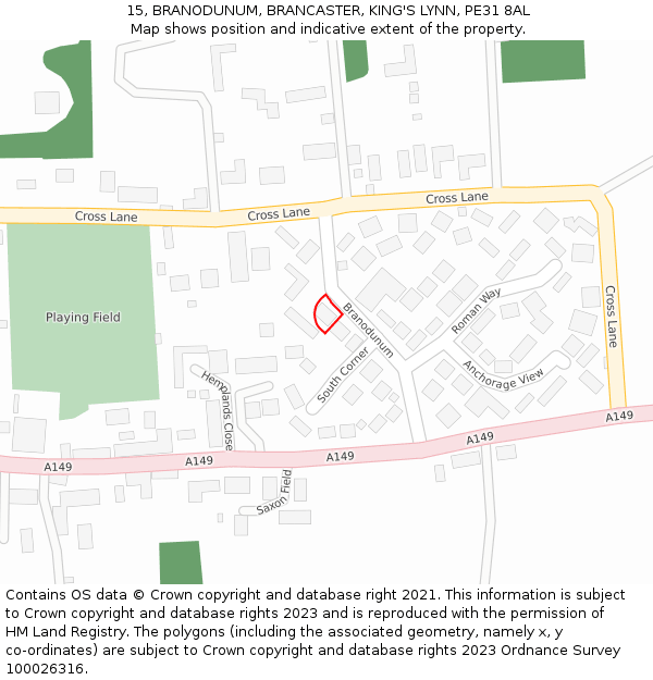 15, BRANODUNUM, BRANCASTER, KING'S LYNN, PE31 8AL: Location map and indicative extent of plot