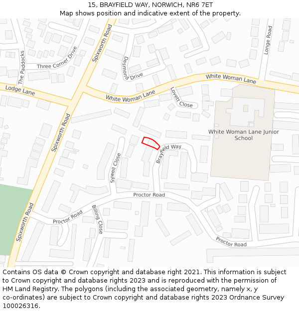 15, BRAYFIELD WAY, NORWICH, NR6 7ET: Location map and indicative extent of plot