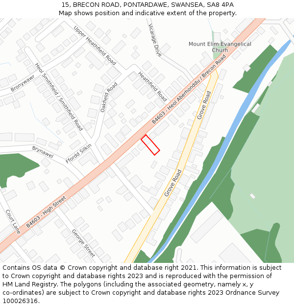 15, BRECON ROAD, PONTARDAWE, SWANSEA, SA8 4PA: Location map and indicative extent of plot