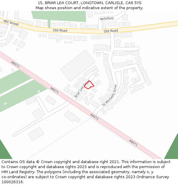 15, BRIAR LEA COURT, LONGTOWN, CARLISLE, CA6 5YS: Location map and indicative extent of plot