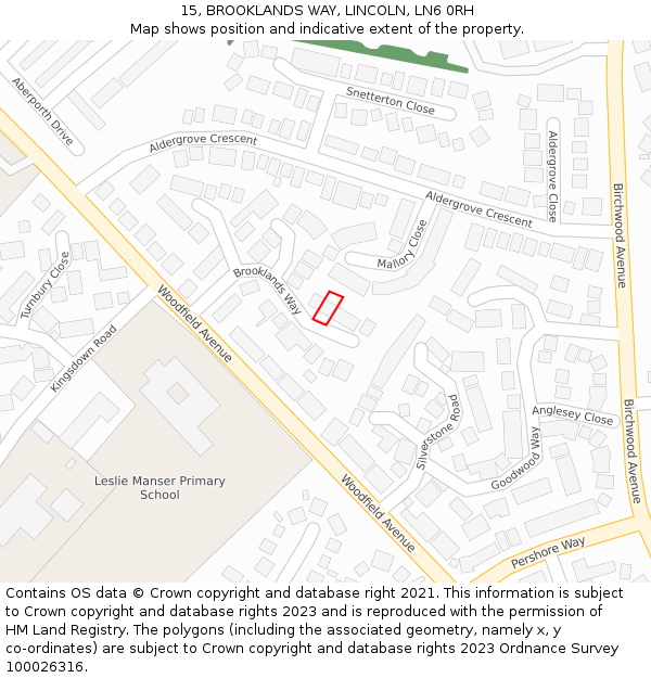 15, BROOKLANDS WAY, LINCOLN, LN6 0RH: Location map and indicative extent of plot