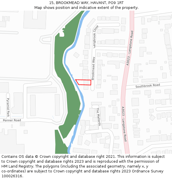 15, BROOKMEAD WAY, HAVANT, PO9 1RT: Location map and indicative extent of plot
