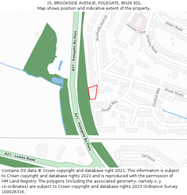 15, BROOKSIDE AVENUE, POLEGATE, BN26 6DL: Location map and indicative extent of plot