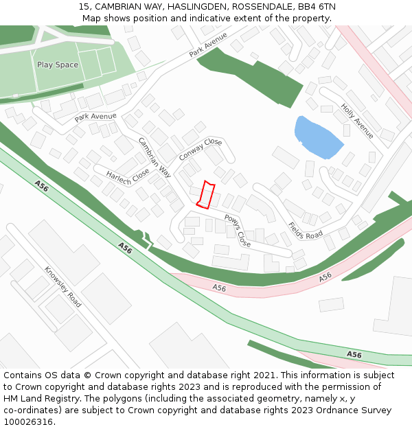 15, CAMBRIAN WAY, HASLINGDEN, ROSSENDALE, BB4 6TN: Location map and indicative extent of plot