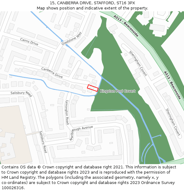 15, CANBERRA DRIVE, STAFFORD, ST16 3PX: Location map and indicative extent of plot