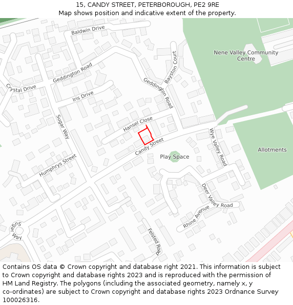15, CANDY STREET, PETERBOROUGH, PE2 9RE: Location map and indicative extent of plot