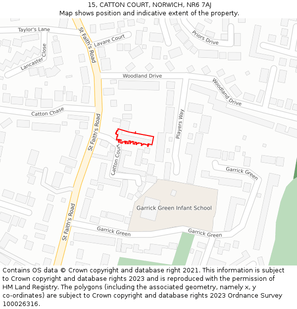 15, CATTON COURT, NORWICH, NR6 7AJ: Location map and indicative extent of plot