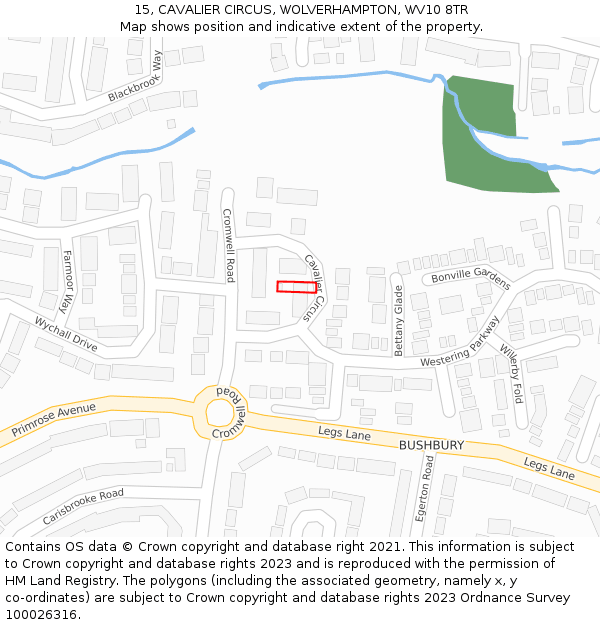 15, CAVALIER CIRCUS, WOLVERHAMPTON, WV10 8TR: Location map and indicative extent of plot