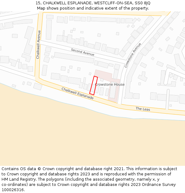 15, CHALKWELL ESPLANADE, WESTCLIFF-ON-SEA, SS0 8JQ: Location map and indicative extent of plot