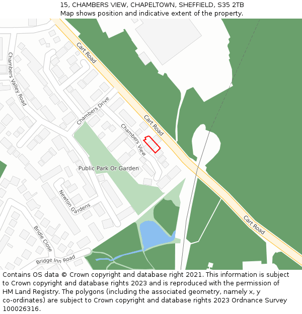 15, CHAMBERS VIEW, CHAPELTOWN, SHEFFIELD, S35 2TB: Location map and indicative extent of plot
