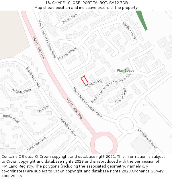 15, CHAPEL CLOSE, PORT TALBOT, SA12 7DB: Location map and indicative extent of plot
