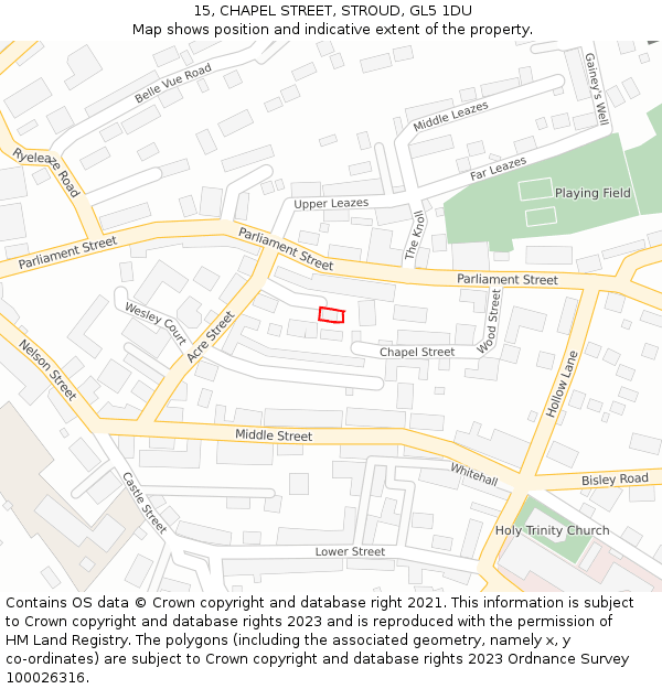 15, CHAPEL STREET, STROUD, GL5 1DU: Location map and indicative extent of plot